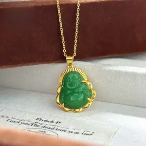 Trendy Chalcedony Maitreya Green Buddha Pendant Necklace Women's Pendant faith based jewelry mom ever book necklace unique design new jojo bows rich staccs jewelry g shock valentines gifts for gf gifts for women men's valentine's gifts