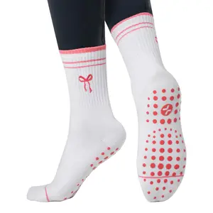 CoolMate Pilates Socks with Grips for Women, Yoga Socks, Crew Non Slip Women for Barre, Pilates Gifts (US, Numeric, 6, 10, Regular, Regular, E-15)