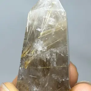 Golden Rutilated Quartz TOWER Natural Stone Accelerated Synchronicities Divine Guidance Crystal Healing Reiki