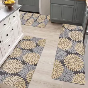 Anti Fatigue Kitchen Rug Sets 3 Piece Non Slip Mats for Floor Cushioned Waterproof Comfort Standing Mat Runner for Kitchen Home Office Sink Laundry, Anti-slip Bottom, Art Rug, Comfortable Long Strip Carpet decorative slip floor mat flannel