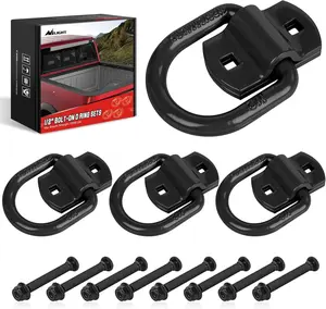Nilight 4 PCS 1/2" Heavy-Duty Alloy Steel D-Ring Tie Down Anchors, 12000lb Break Strength Anti-Corrosion Hooks, with Screws & Bolts for Trailer Truck Bed Cargo