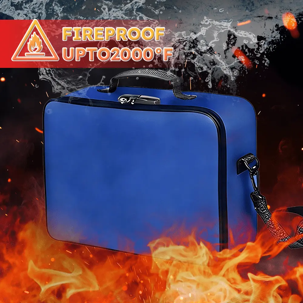 Fireproof Document Bag with Lock & Reflective Strips – 17" x 11.8" x 5" – Secure Storage for Important Papers with Multiple Organizer Pockets – Perfect Valentine's Day Gift