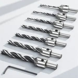 Professional Woodworking Countersink Drill Bit Set 3-10mm Multi-Size Anti-Slip High Carbon Steel Chamfer Tool for Precision Counterbore Hole Reaming Polishing Joinery Drilling Electric Tool DIY Kit Non Slip Bit Spiral Drill Bit