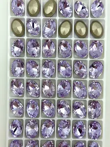 Luxe 10*14mm Large Oval Shape Foiled Pointed Back Rhinestones for Nails Arts and DIY