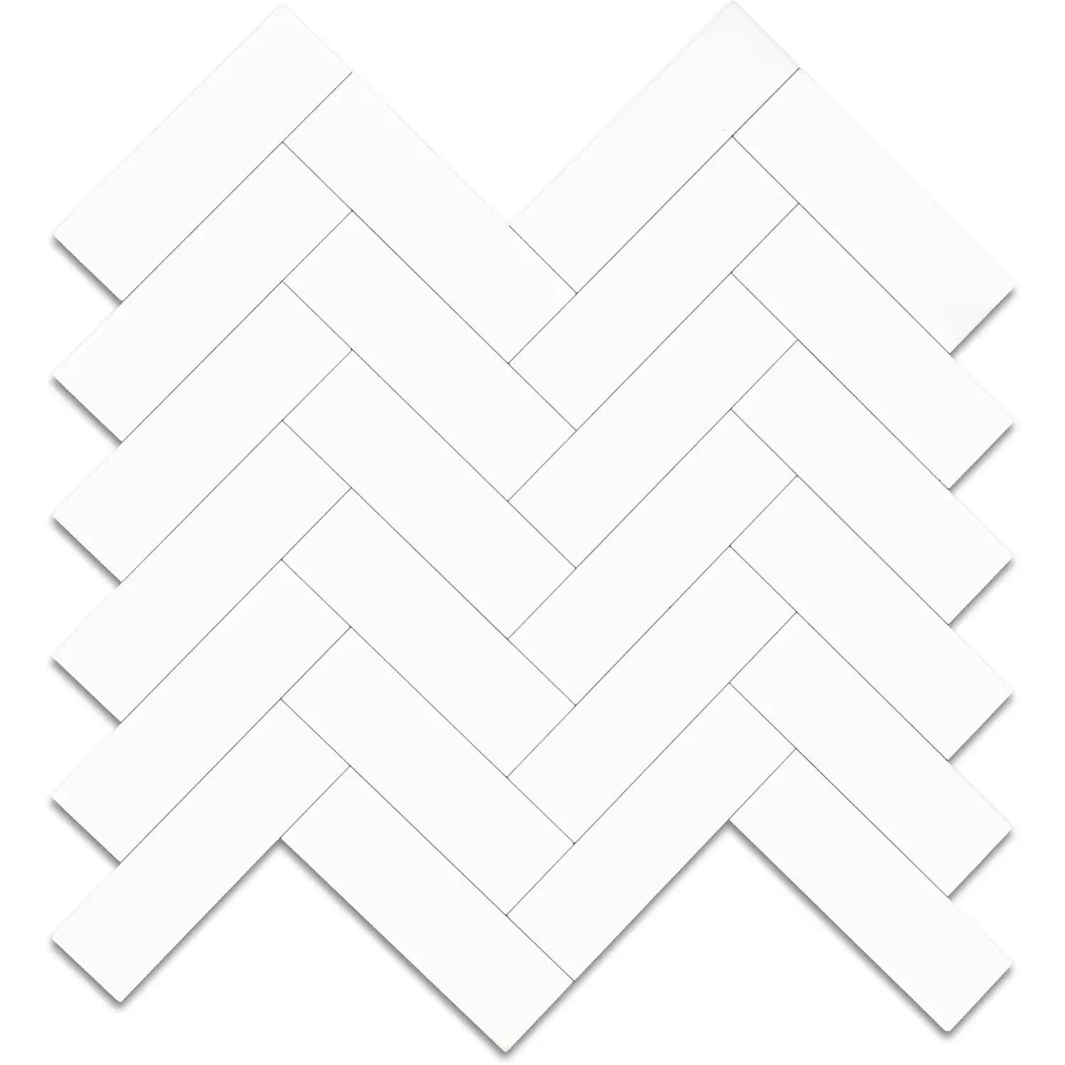 10 Sheets Polished White Herringbone Peel and Stick Backsplash for Kitchen Walls, Heat Resistant Stick on Backsplash PVC Tiles,Waterproof Peel and Stick Tile for Bathroom&Shower