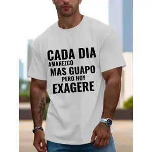 Men's interesting Spanish pattern T-shirt-"CadDía Amazezco Guapo" print casual short-sleeved shirt lightweight round neck machine-washable local community store in stock quick release soft cotton comfort enjoy special  suitable for Easter, Hallowe