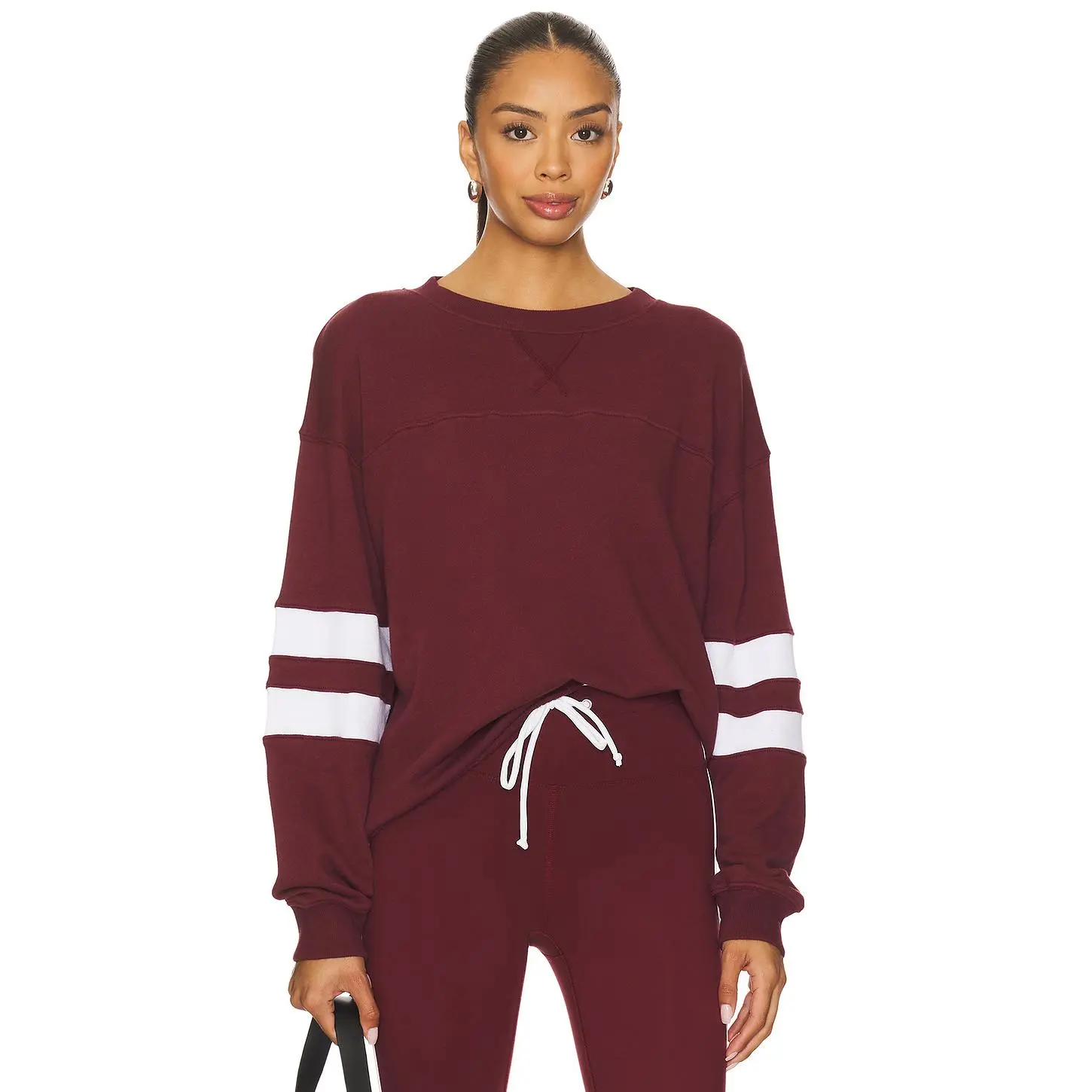 YEAR OF OURS Varsity Sweatshirt in Burgundy & Cream