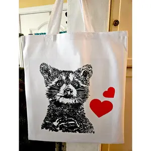 Racoon Love - Tote Bag -White