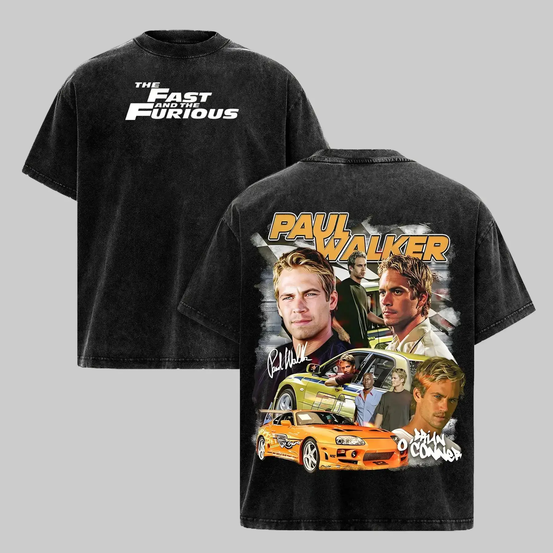 Vintage Paul Walker Brian O'Conner Tribute Graphic Tee | Oversized Heavy Cotton Fast and Furious Retro Streetwear T-Shirt | Racing Film Merch Gift