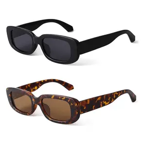 Vintage Rectangle Sunglasses for Women & Men – Small Square Retro Sunglasses with UV Protection