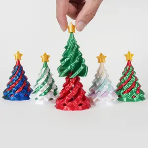 2PCS 3D Printed Spiral Christmas Tree Fidget Toy - Unique Desk Decor, Stress Relief Gift for Adults & Kids, Fun Holiday Novelty Item