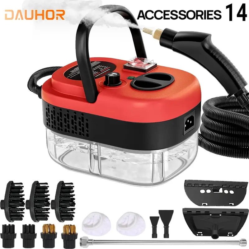 Corded Portable Handheld High-Temperature Pressurized Steam Cleaner Set with Steam Wand - Compact Household Floor Cleaning Solution for Car Cleaning, Furniture, Windows, Shower