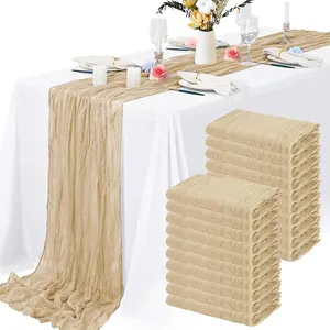 20 Pack Beige Cheesecloth Table Runner 10FT Long Boho Gauze Fabric Table Runner  Rustic Sheer Runners for Wedding Party Bridal  Shower Table Decorations