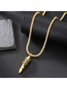 New Bullet-shaped Alloy Pendant Retro Bold Hip-hop Style Internet Celebrity Popular Alloy Casting Cuban Link Chain Necklace