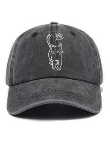 Cute Cat Baseball Cap, Casual Outdoor Sports Hat for Men & Women, Fashion Accessories for Daily Wear, Embroidered Snapback Cap