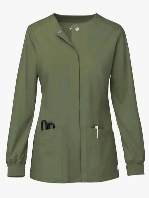 Butter-Soft STRETCH Women's 2-Pocket Long Sleeve Snap Front Scrub Jacket