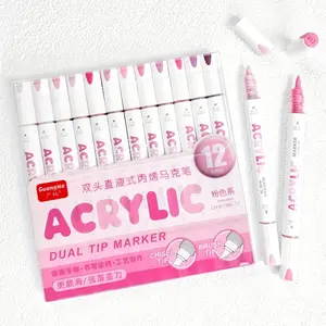 Guangna 12 Color Liquid Acrylic Markers, Stencilable Graffiti Art Brushes, Water-Based Paint Pens with Auto Ink Control & Brush Tips, DIY Painting Supplies, Drawing Art Supplies, Art Markers Set