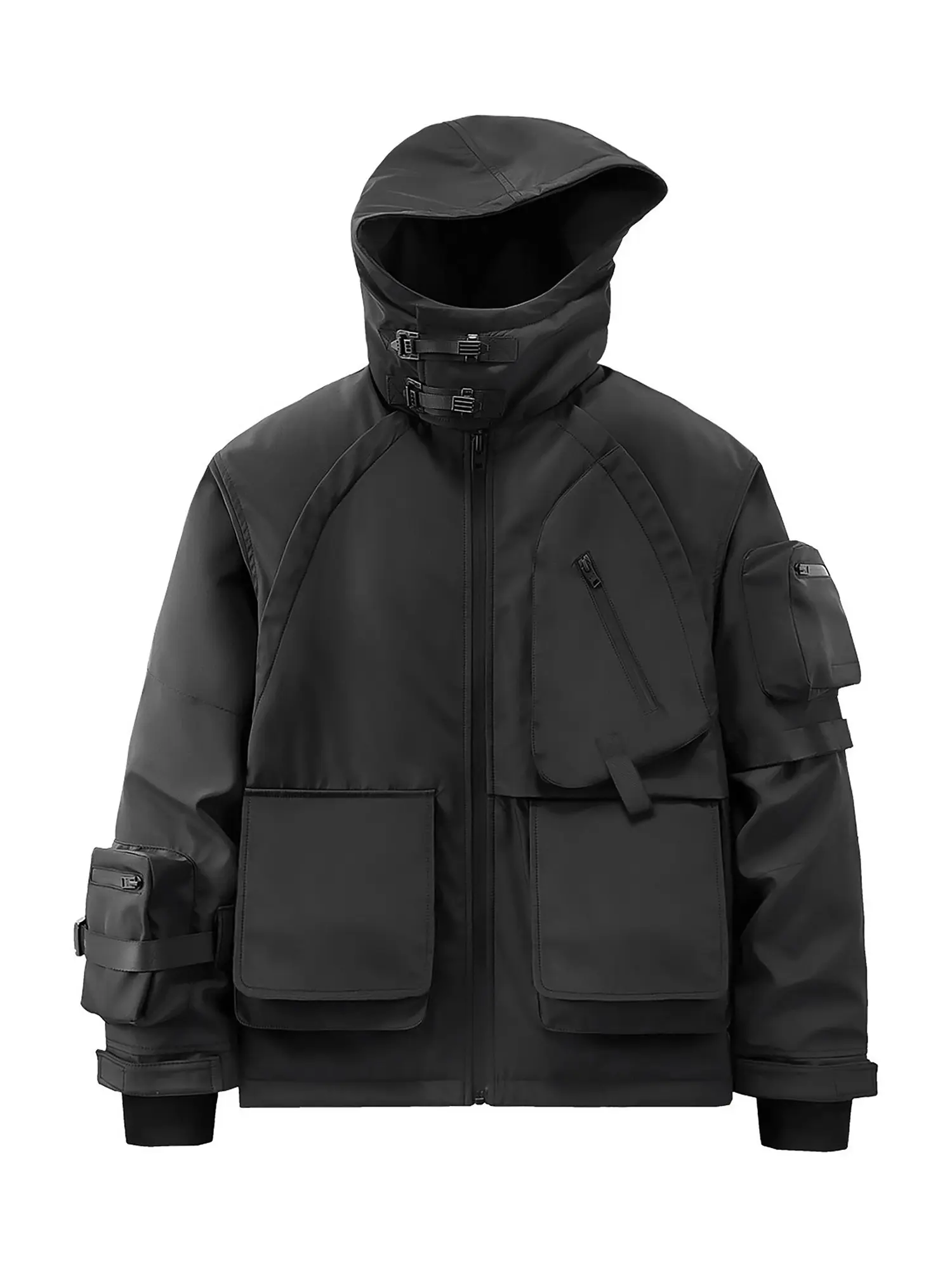 Niepce Streetwear Techwear Multi Pocket Hooded Outerwear Zip Up Windbreaker Jacket for Men