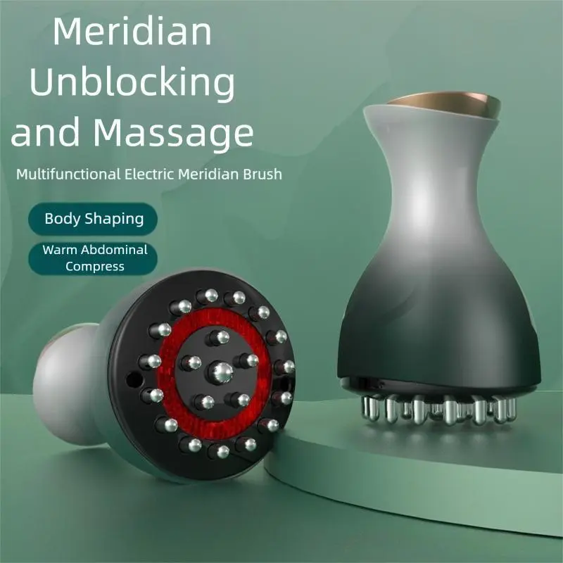 Electric Meridian Brush ,35-Speed IntelligentNeck & Body Massager -Red Light Therapy,Vibration, and Heat Function-Portable HomeUse for Muscle Relaxation, Meridian Unblocking,and Stress Relief-ldeal Gift for WelnessEnthusiasts