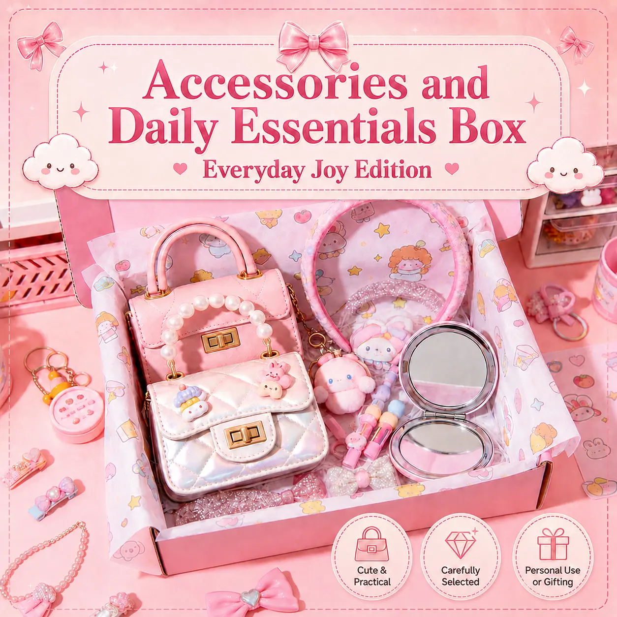 Accessories and Daily Essentials Box - for Personal Use or Gifting (Everyday Joy Edition)