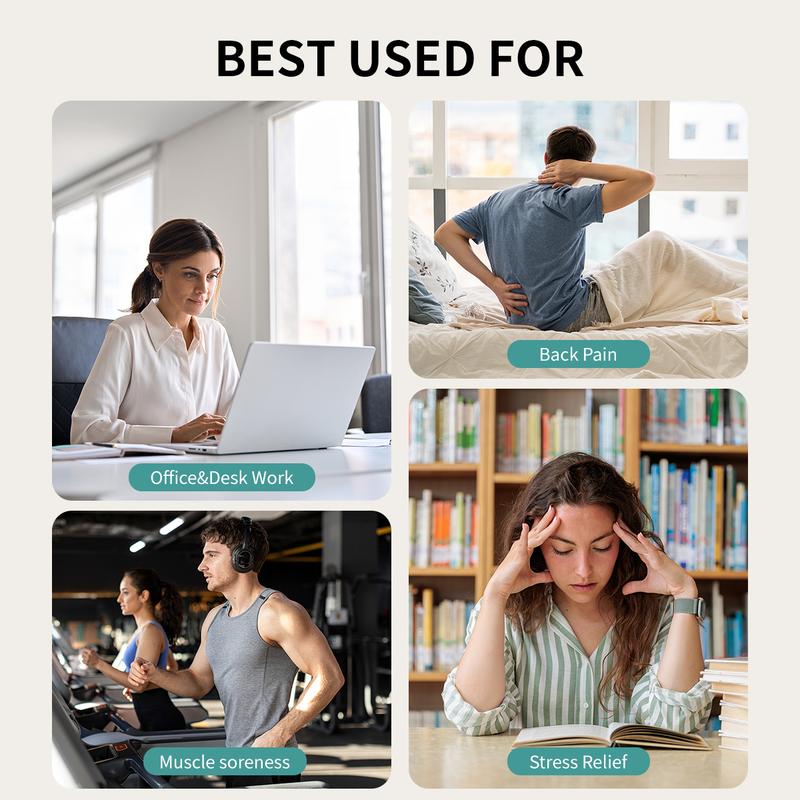 Shiatsu Neck and Back Massager with Soothing Heat, Ergonomic 8 Deep-Kneading Massage Nodes with Heat Electric Shiatsu Back Massager for Neck Shoulder & Body Muscle Relief Portable 12V DC Power Supply - Black