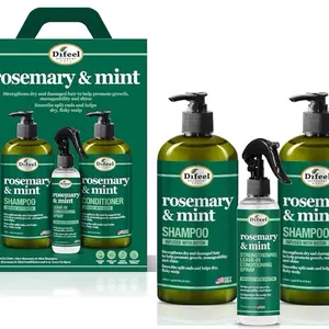 Difeel Rosemary & Mint Shampoo Kit - Strengthen Dry Damaged Hair with Biotin Infused Formula for Growth & Shine