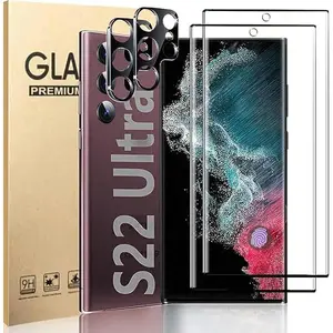 [2+2 Pack] for Samsung Galaxy S22 Ultra 5G Screen Protector Tempered Glass Camera Lens Protector,Touch Sensitive,Fingerprint Support,9H Hardenss