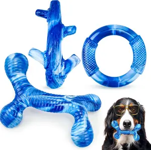 Tough Dog Toys for Aggressive Chewers 3 Pack, Indestructible Dog Toy for Large Dogs, Bacon Flavored, Keeps Dogs Busy