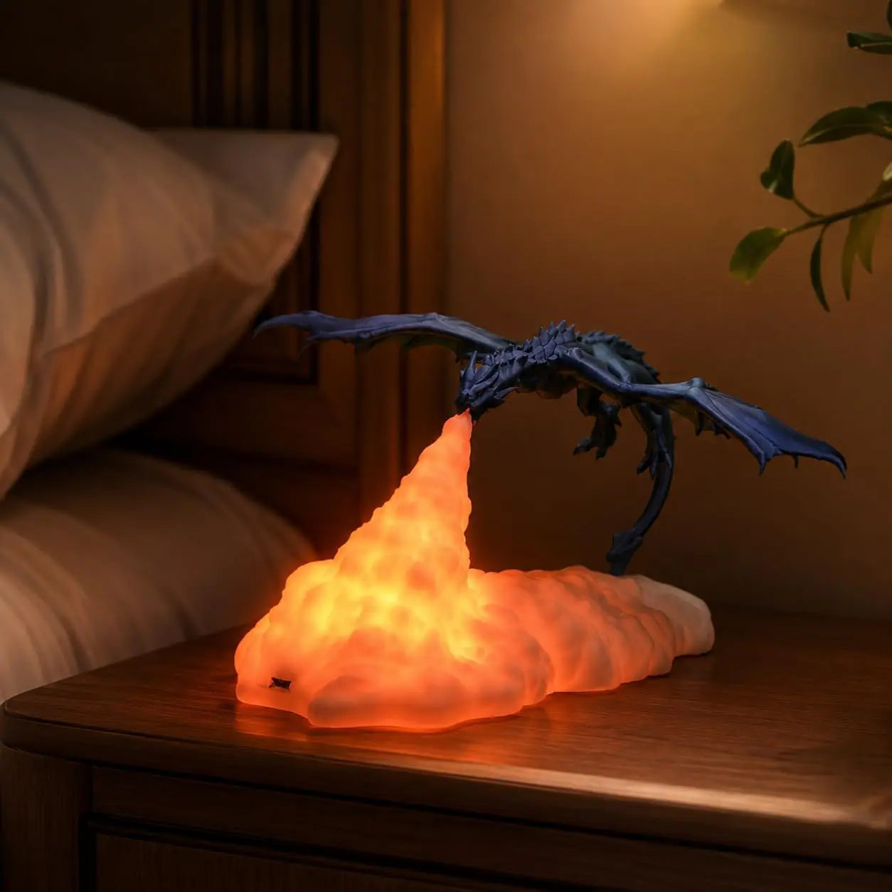 3D Printed Dragon Night Light, Rechargeable LED Fantasy Dragon Lamp with Warm Glow, PLA Cloud Base Decor for Bedroom Desk Gaming Room, Gift for Kids Teens Dragon Lovers