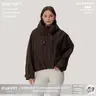 【Restocked】PUFFIT STM-TEX Short One-Size Rain Jacket With Pleated Hem,Hooded Jacket,Waterproof Jacket,Women Jacket,Wide-Brim Hood,Adjustable Cuffs,Zips,Outdoor Sport,Windbreaker,Fall,Winter,Dog Walking,School Running,Stylish,Womenswear,2026 Shopping