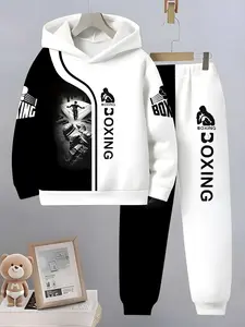 3D Full Print Hoodie Set for Boys, Loose Fit Long Sleeve Sweatpants Two-Piece, Casual Set, Spring & Fall New Arrival, Hoodies
