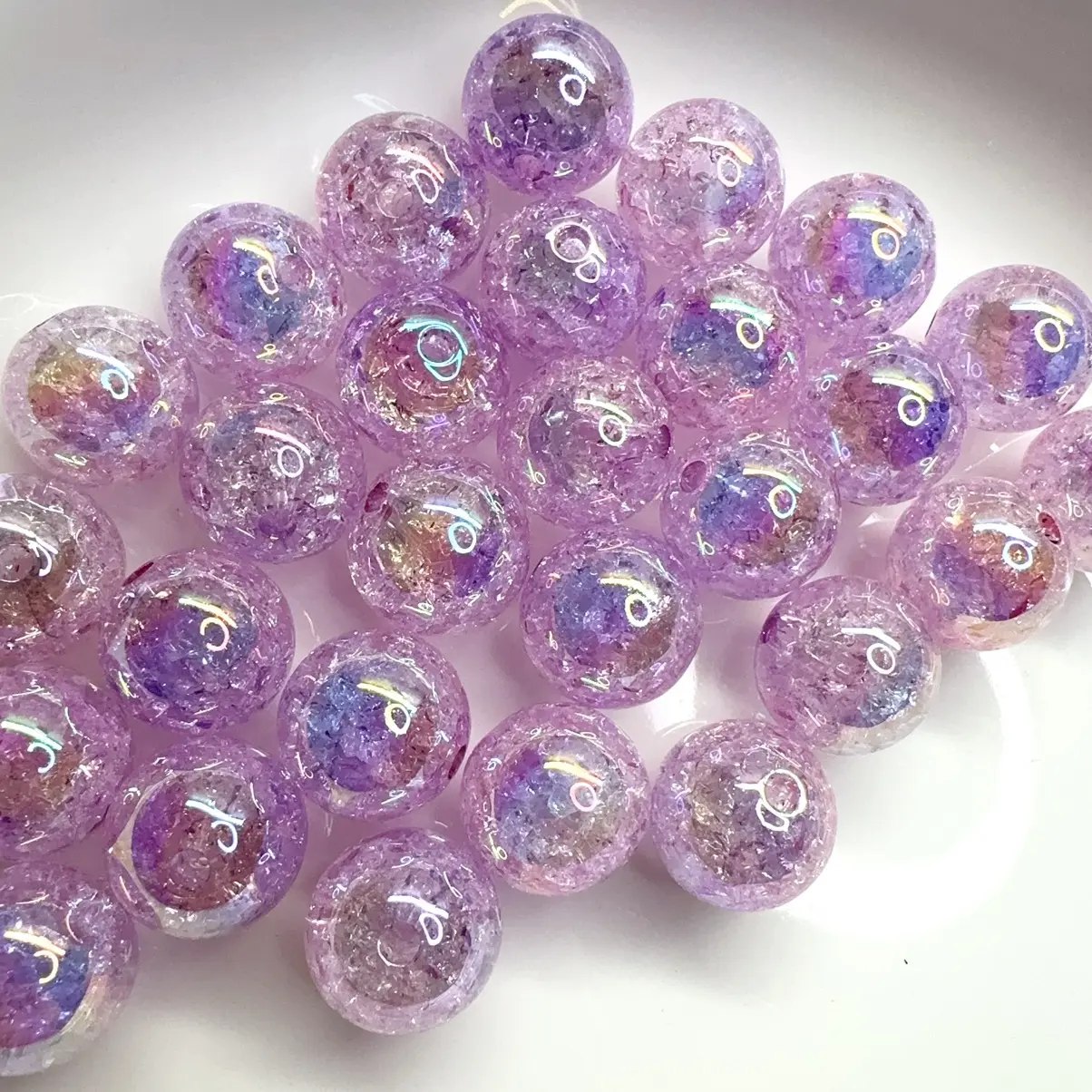 16mm Acrylic Crackle Beads - Lightweight, Durable Crack Pattern DIY Beading Accessories for DIY Jewelry Making, Charm Craft Projects, Charms Making