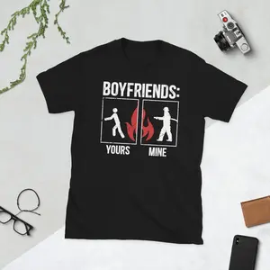Women's pride in being a firefighter's girlfriend, highlighting the strength and bravery of firefighters Graphic T-Shirt - Short Sleeve Crew Neck Regular Fit Casual Wear | Soft & Breathable Fabric, Durable Print, Everyday Comfort, Machine Washable,