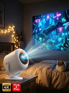 Smart  Dual WiFi  Mini Projector with and Bluetooth, Native 1080P 4K Support Portable Projectors for iPhone, Electric Focus and 180 °   Rotating, 170" Proyector for Home Theater, for Phone/HDMI/USB/TV Stick 4K Projectori build-in audio