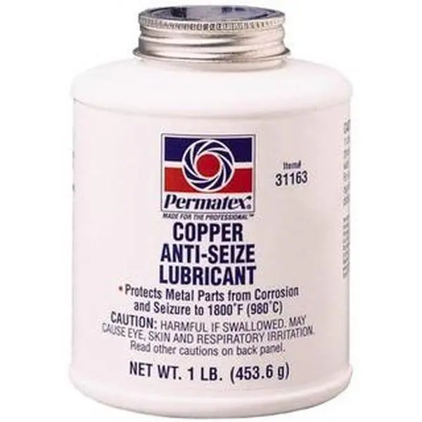 Permatex Copper-Based High-Temperature Anti-Seize Lubricant (31163) - 16 oz Bottle, -30 to 1800°F Operating Temp, Water Resistant, Prevents Seizure, Copper Colored, Protects Metal Parts