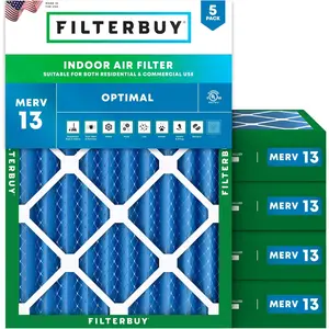 Filterbuy 14x18x4 Air Filter (5-Pack), Pleated MERV 13 Optimal Defense HVAC AC Furnace Air Filters (Actual Size: 13.50 x 17.50 x 3.75 Inches)