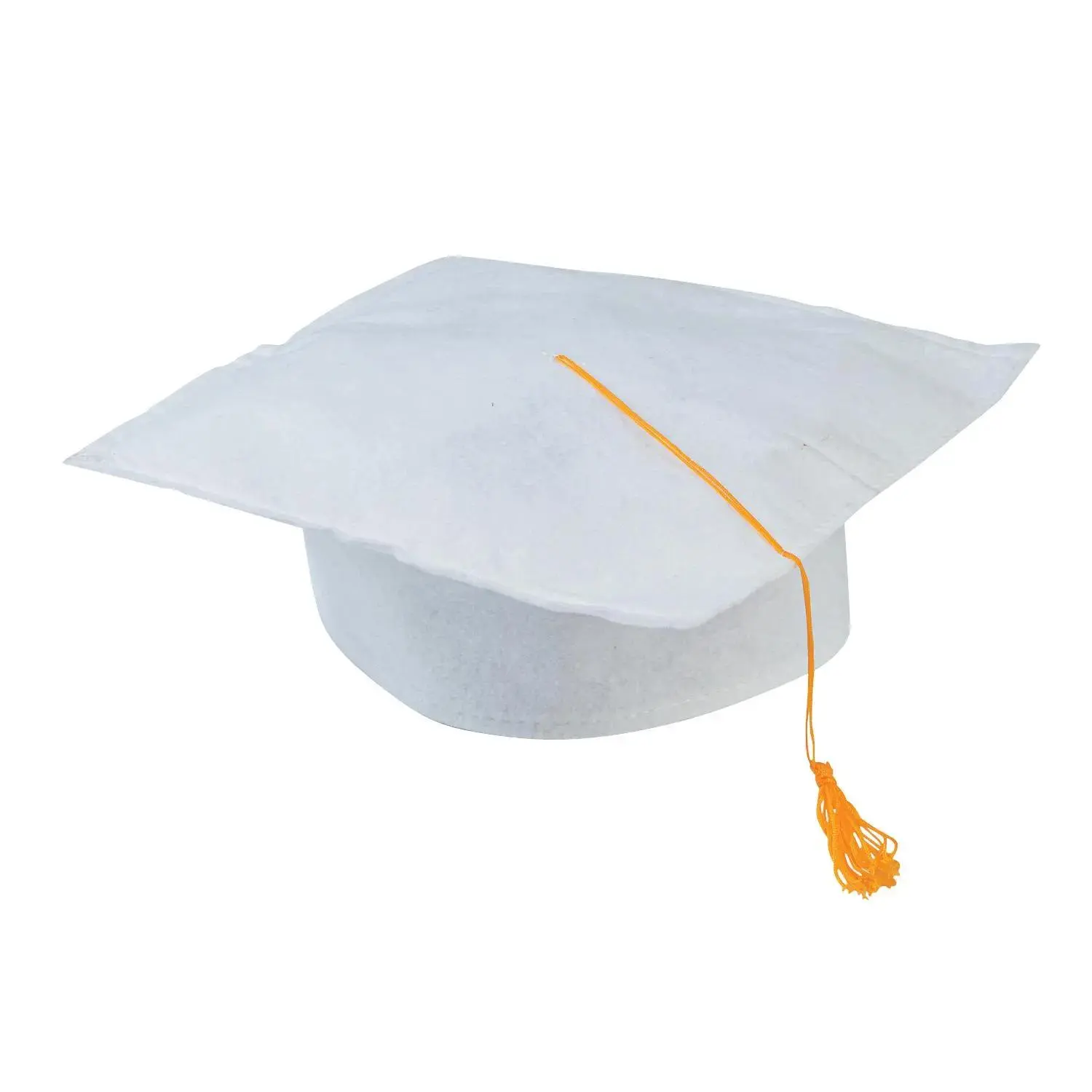 23" circ. Childs DIY White Polester Graduation Caps - 12 Pc.