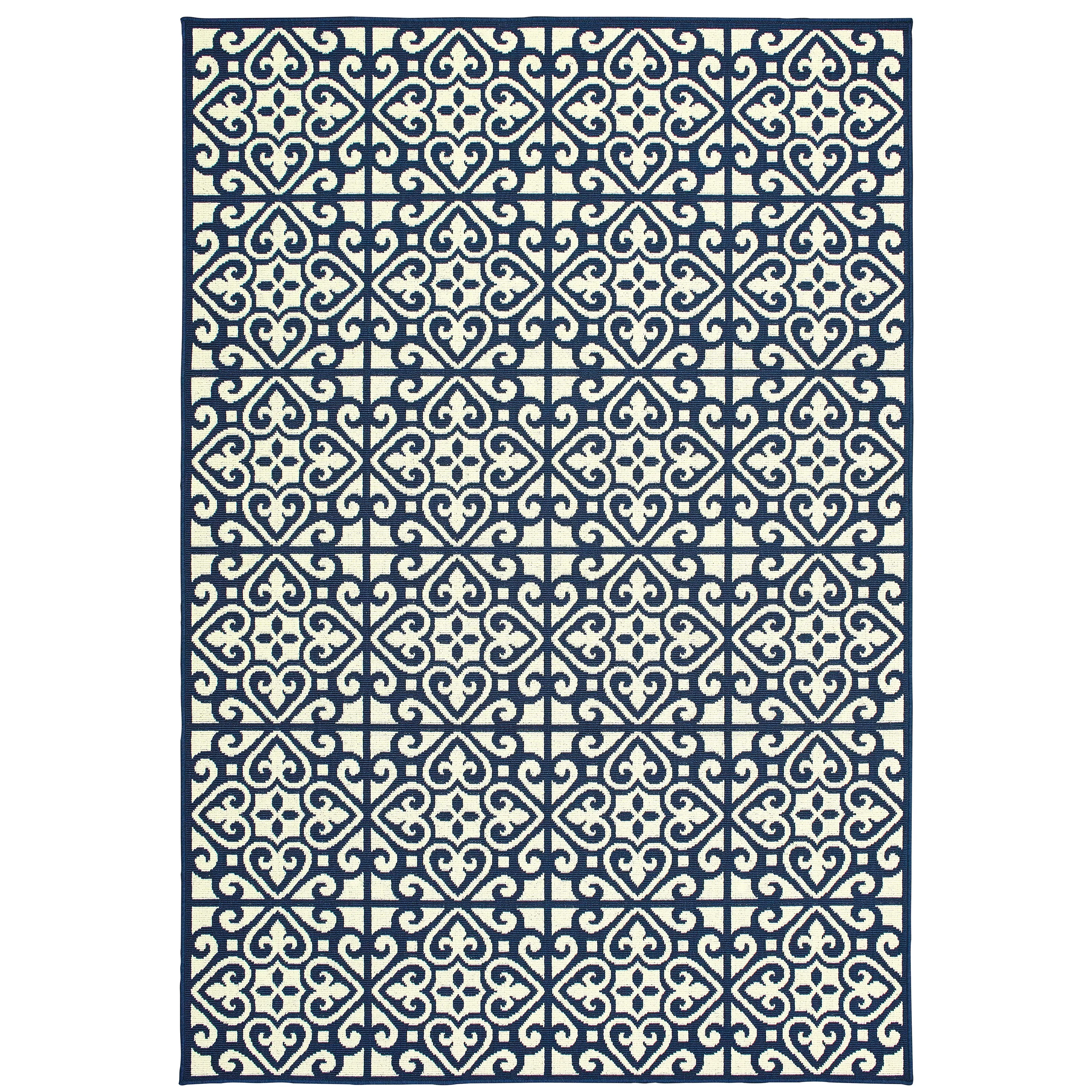 Oriental Weavers Marina 5927B Ivory Navy Moroccan Machine Woven Rugs