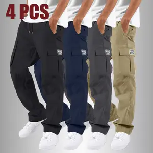 Men's Fashion Multi-Pocket Cargo Pants Set Lightweight Breathable Outdoor Casual Athletic Pants with Drawstring Waist for Spring Fall Daily Activities & Running Workouts