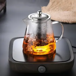Thick Glass Tea Pot Set with Stainless Steel Infuser, Heat Resistant Design, Dishwasher Safe, Perfect for Home Brewing Tea Coffee, Glass Teapot