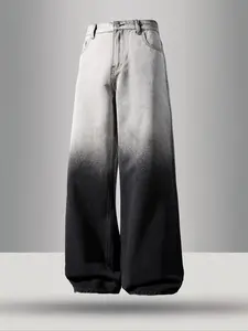 Men's Vintage Loose Denim Jeans, Gradient Washed, Y2K Street Style, Casual Straight Leg Wide Leg Jeans, Perfect Gift