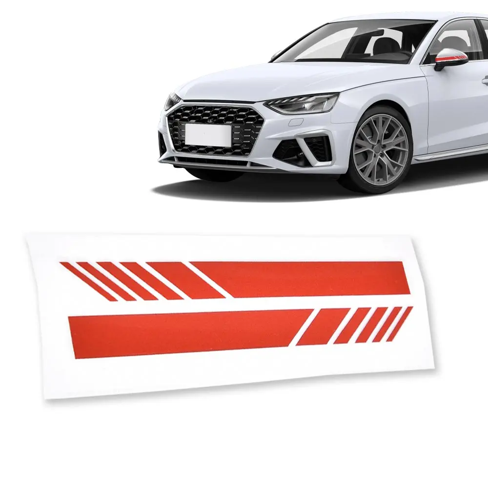 G-PLUS Red 5D Rearview Mirror Cover Trim - Reflective Stripe, Waterproof Car Wrap Vinyl, Peel-and-Stick Adhesive Decal for Automotive Vehicle Decoration