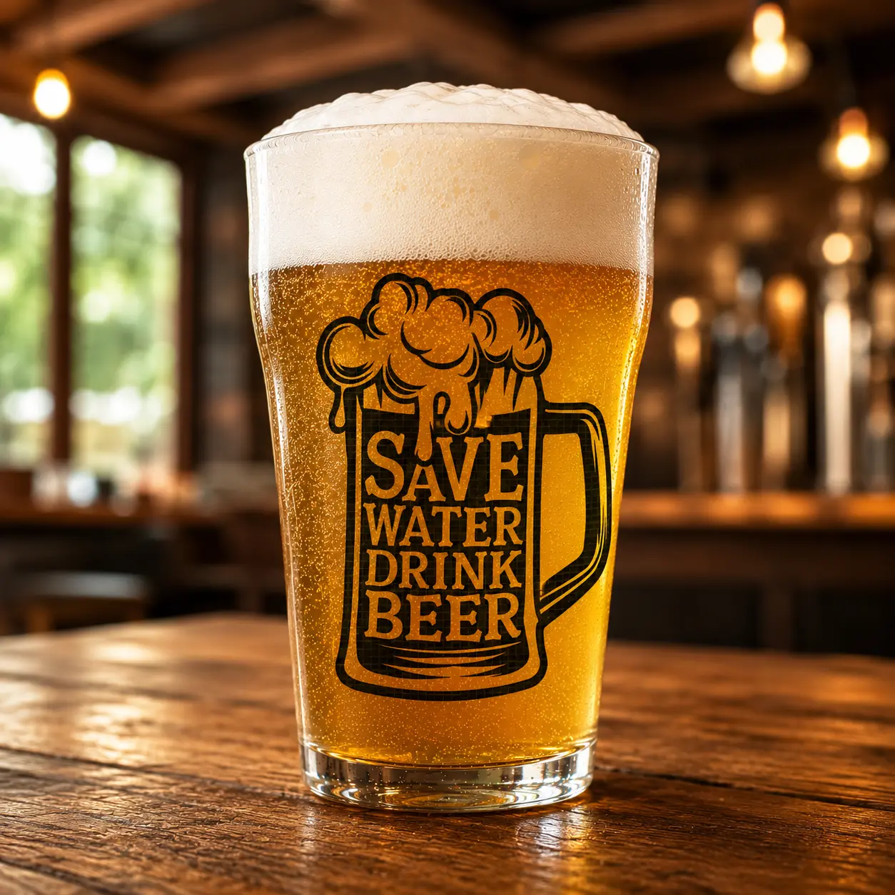 Save Water Drink Beer Custom Printed Beer Glass, Personalized Pint Glass, Stemless Wine Glass, Funny Drinking Glass, Custom Name Glass, Personalized Gift Glass, Beer Glass, Wine Tumbler, Graphic Printed Glass Cup