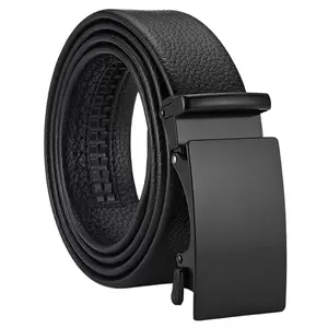 Men's Black Leather Belt with Automatic Buckle Stylish Adjustable Durable Perfect for Dress & Casual Wear Versatile for Jeans Pants and Business Outfits
