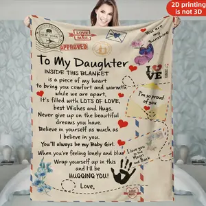 Personalized Heartfelt Message Flannel Blanket with Love Symbols and Handprints for Loved Ones - Design,  Ideal for All Seasons in Bedroom, Living Room, Sofa, Camping - Perfect Gift for Special Occasions,