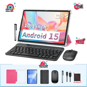 【DealsForYouDays】PYNAREL 10.1 Inch Android 15 Tablet, Wireless Set with Keyboard, Mouse, Case, Stylus, Dual Camera summerwins