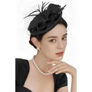 Fascinators Hats for Women -  Party 2026 Kentucky Fascinator Pillbox Derby Hat Sinamay Headband with Hair Clip