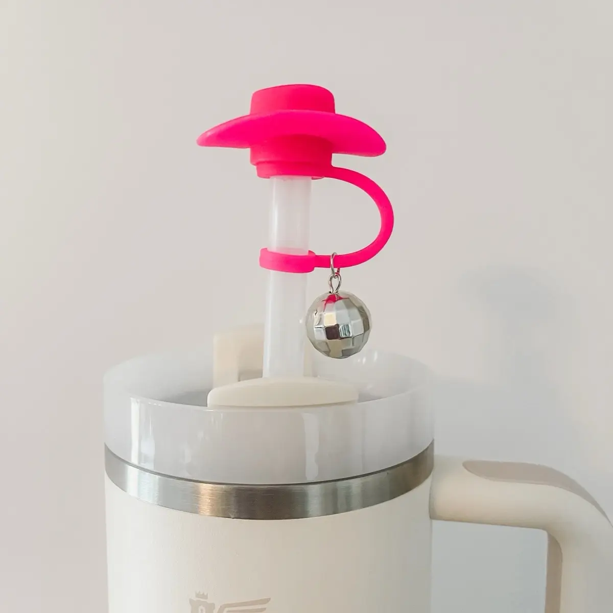 Cowboy Hat With Mini Disco Ball Charm Straw Cover For 10MM Straw Cover Western Pink Cute Tumbler Accessories