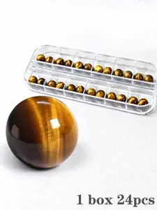1 Box (24pcs) AA Grade Natural Tiger Eye Beads, 8mm Superior Chatoyancy Golden Brown Round Loose Gemstone for Jewelry Making, DIY Bracelet Necklace Supplies
