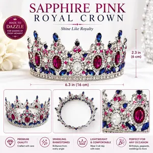 Heavy Metal Royal Crown with Rhinestones for Adults & Kids